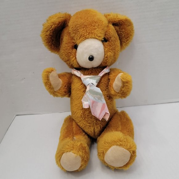 Vintage Old Teddy Bear Jestia Orange Brown #1005 Jointed Made in Japan Antique - Picture 1 of 15
